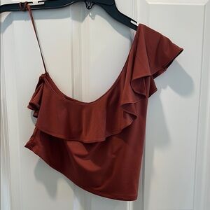 Elegant Rust Ruffle Top- NEW/NEVER WORN